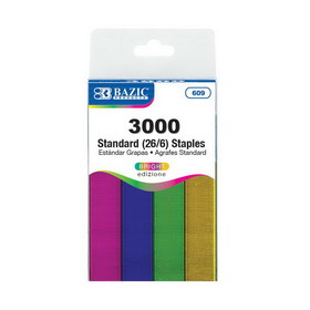 Bazic Products 609 3000 Ct. Standard (26/6) Metallic Color Staples