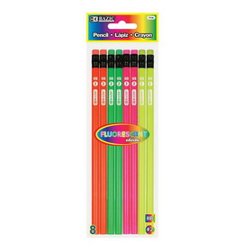Bazic Products 714 Fluorescent Wood Pencil w/ Eraser (8/pack)