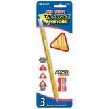 Bazic Products 741 3 #2 The First Triangle Jumbo Yellow Pencil w/ Sharpener