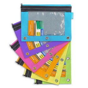 Bazic Products 804 Bright Color 3-Ring Pencil Pouch w/ Mesh Window