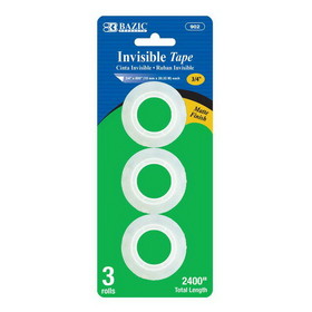 Bazic Products 902 3/4" X 800" Invisible Tape Refill (3/Pack)