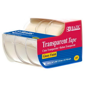 Bazic Products 905 3/4" X 500" Transparent Tape (3/Pack)