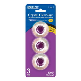 Bazic Products 928 3/4" X 1000" Crystal Clear Tape Refill (3/Pack)