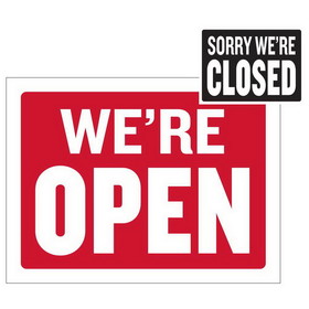 Bazic Products L-24 12" X 16" Open Sign w/ Closed Sign on Back