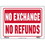 Bazic Products L-52 12" X 16" No Exchange No Refunds Sign - Pack of 24