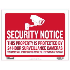 Bazic Products L-55 12" X 16" Security Notice Sign
