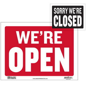 Bazic Products S-24 9" X 12" Open Sign w/ Closed Sign on Back