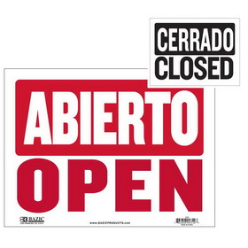 Bazic Products S-50 9" X 12" Abierto Sign w/ Cerrado Sign on Back