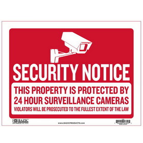Bazic Products S-55 9" x 12" Security Notice Sign