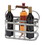 Benzara BM00224 Metal Strip Wine Holder With Wooden Handle And Six Bottles Storage, Gray