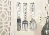 Benzara BM01021 Artistic Cutlery Wall Decor In Metal, Set of Three, Silver