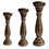 Benzara BM08014 Handmade Wooden Candle Holder with Pillar Base Support, Distressed Brown, Set of 3