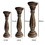 Benzara BM08014 Handmade Wooden Candle Holder with Pillar Base Support, Distressed Brown, Set of 3