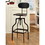 Benzara BM119852 Industrial Style Wooden Swivel Bar Stool With Curved Metal Base, Gray