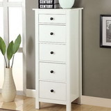 Benzara BM122952 Well-designed Wooden Chest With 5 Drawers, White