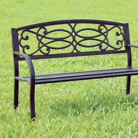 Benzara BM123010 Potter Armrests Patio Bench, Black