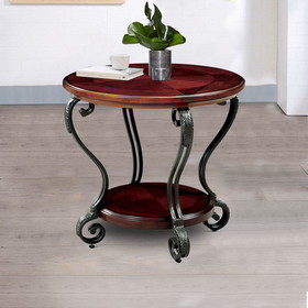 Benzara BM123233 May End Table Transitional Style, Brown Cherry Finish