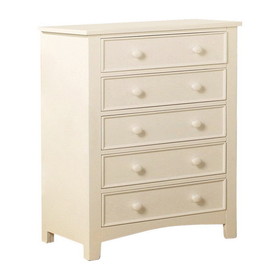 Benzara BM123260 Sophisticated 5 Drawers Wooden Chest, White