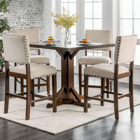 Benzara BM123551 Glenbrook Brown Cherry And Ivory Counter Height Dining Table