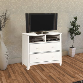 Benzara BM123562 Contemporary Style Wooden Media Chest, White