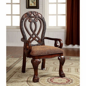Benzara BM131195 Wyndmere Traditional Arm Chair, Cherry Finish, Set Of 2