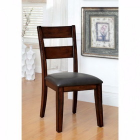 Benzara BM131201 Dickinson I Cottage Side Chair Withpu Seat, Dark Cherry, Set Of 2