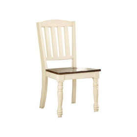 Benzara BM131213 Harrisburg Cottage Side Chair, White & Cherry Finish, Set Of 2