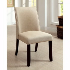 Benzara BM131291 Cimma Contemporary Side Chair, Ivory & Espresso, Set Of 2
