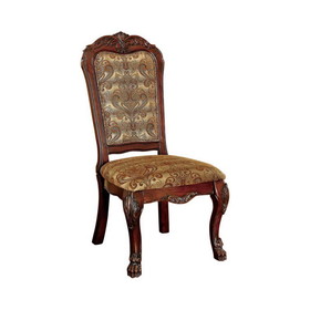 Benzara BM131294 Medieve Traditional Side Chair, Cherry Finish, Set Of Two