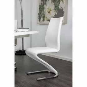 Benzara BM131310 MIDVALE Contemporary Z Shaped Side Chair, White, Set Of 2