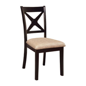 Benzara BM131333 Liberta Transitional Side Chair, Fabric With Black Finish, Set Of 2