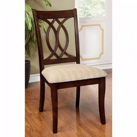 Benzara BM131334 Carlisle Transitional Side Chair, Brown Cherry Finish, Set of 2