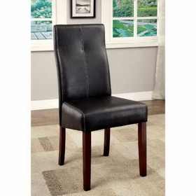 Benzara BM131340 Bonneville I Contemporary Side Chair With Black Pu, Set Of 2