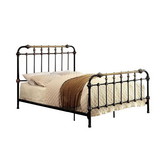 Benzara BM131757 Classic Metal Twin Bed with gold accents, Black