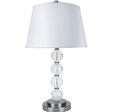 Benzara BM131782 OONA Contemporary Table Lamp, Silver And Clear, Set of 2