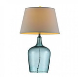Benzara BM131783 ALEX Contemporary Ocean Breeze Glass Table Lamp, Blue