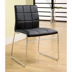 Benzara BM131830 Oahu Contemporary Side Chair With Steel Tube, Black Finish, Set of 2
