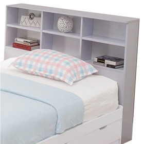 Benzara BM141867 Contemporary Style Glossy White Finish Full Bookcase Headboard With Six Shelves.