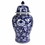 Benzara BM145820 Floral Design Ginger Jar with Lid, Blue and White