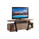 Benzara BM148921 Striking TV Stand With Storage Option, Black and Light Brown