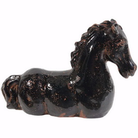 Benzara BM150785 Glazed Brown Finish Horse Statue, Black and Brown