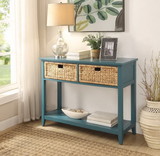 Benzara BM154249 Flavius Console Table with 2 Drawers, Blue