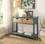 Benzara BM154249 2 Weave Front Drawer Wooden Console Table with Open Bottom Shelf, Blue