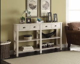 Benzara BM154264 Wooden Console Table with 4 Drawers and 2 Shelves, Cream
