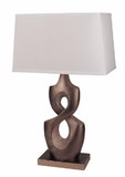 Benzara BM154352 Appealing Poly Resin Table Lamp, Brown, Set of 2