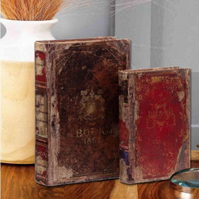 Benzara BM154498 Set of 6 Antique Distressed Book Boxes, Multicolor, 3 Assortment