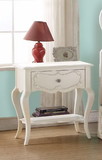 Benzara BM154529 Wooden Nightstand with 1 Drawer and Open Bottom Shelf, White