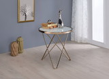 Benzara BM154554 Valora End Table, Frosted Glass & Champagne