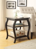 Benzara BM154581 Wooden End Table with 2 Open Shelves and Cabriole Legs, Black