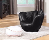 Benzara BM155366 All Star 2 Piece Pack Chair & Ottoman, Baseball Black and White